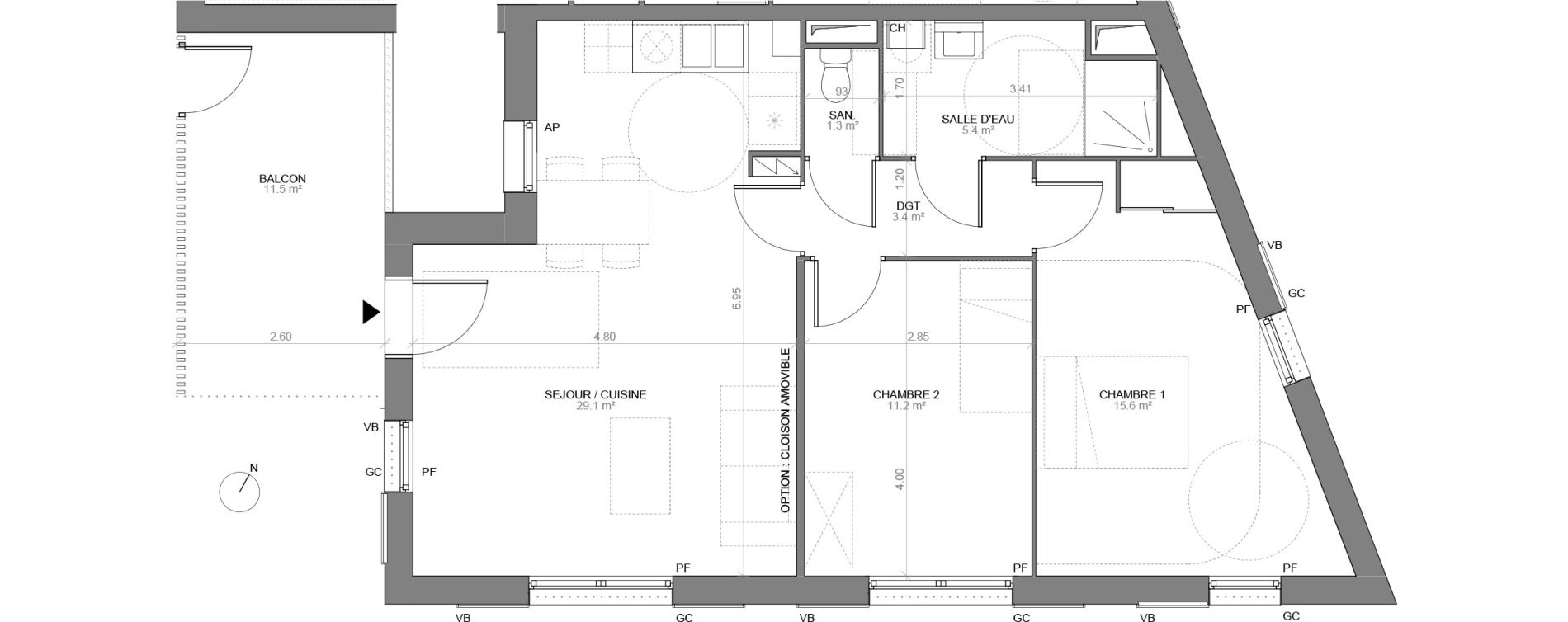 Appartement T3 de 66,00 m2 &agrave; Biganos Centre