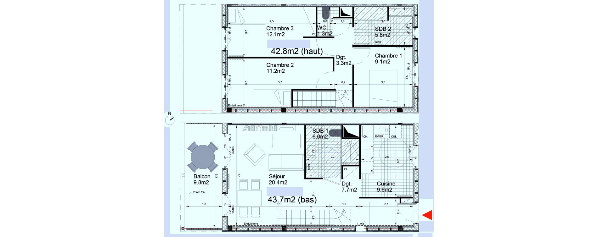 Appartement T4 de 86,50 m2 &agrave; Biganos Centre
