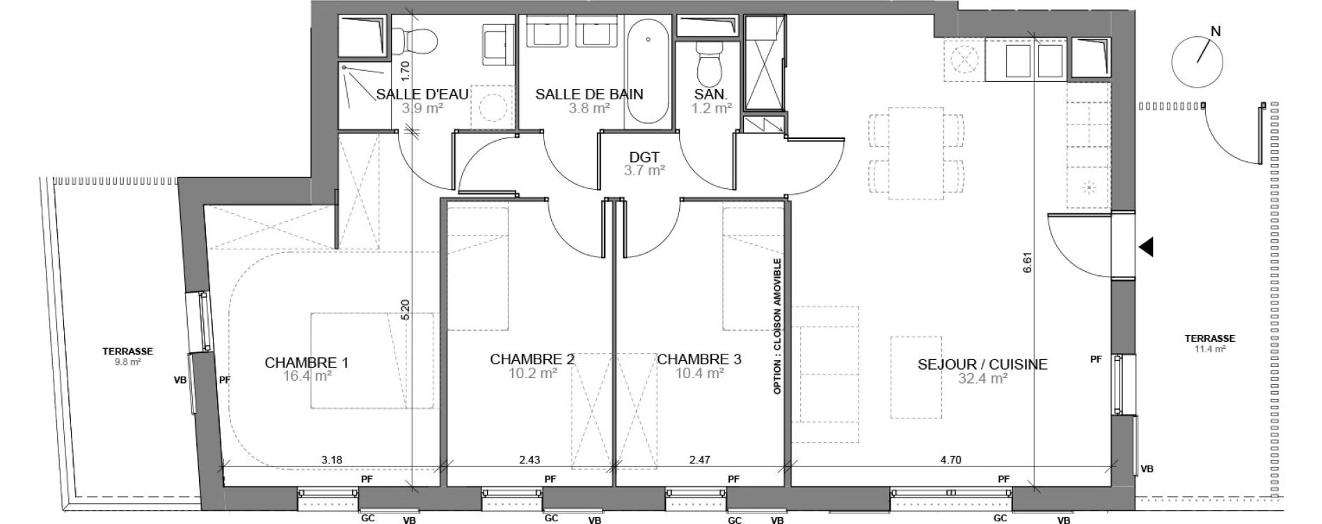 Appartement T4 de 82,10 m2 &agrave; Biganos Centre