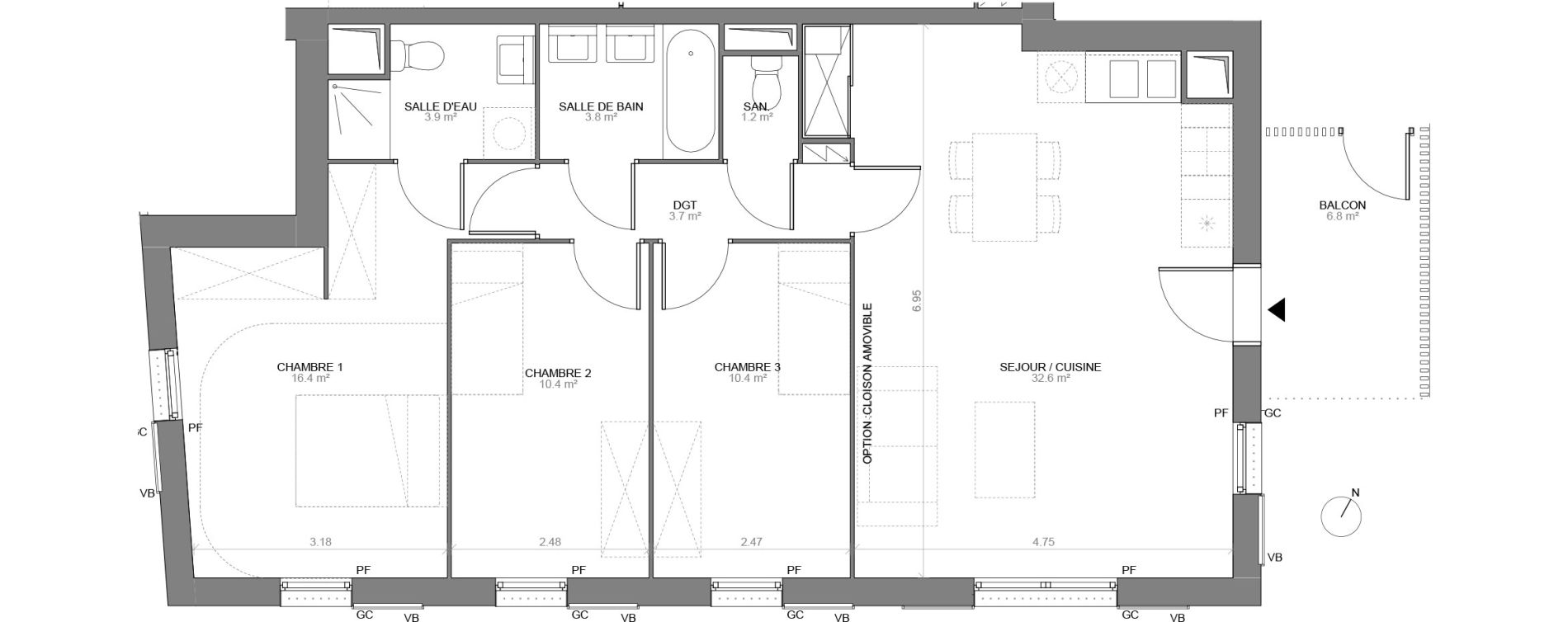 Appartement T4 de 82,50 m2 &agrave; Biganos Centre