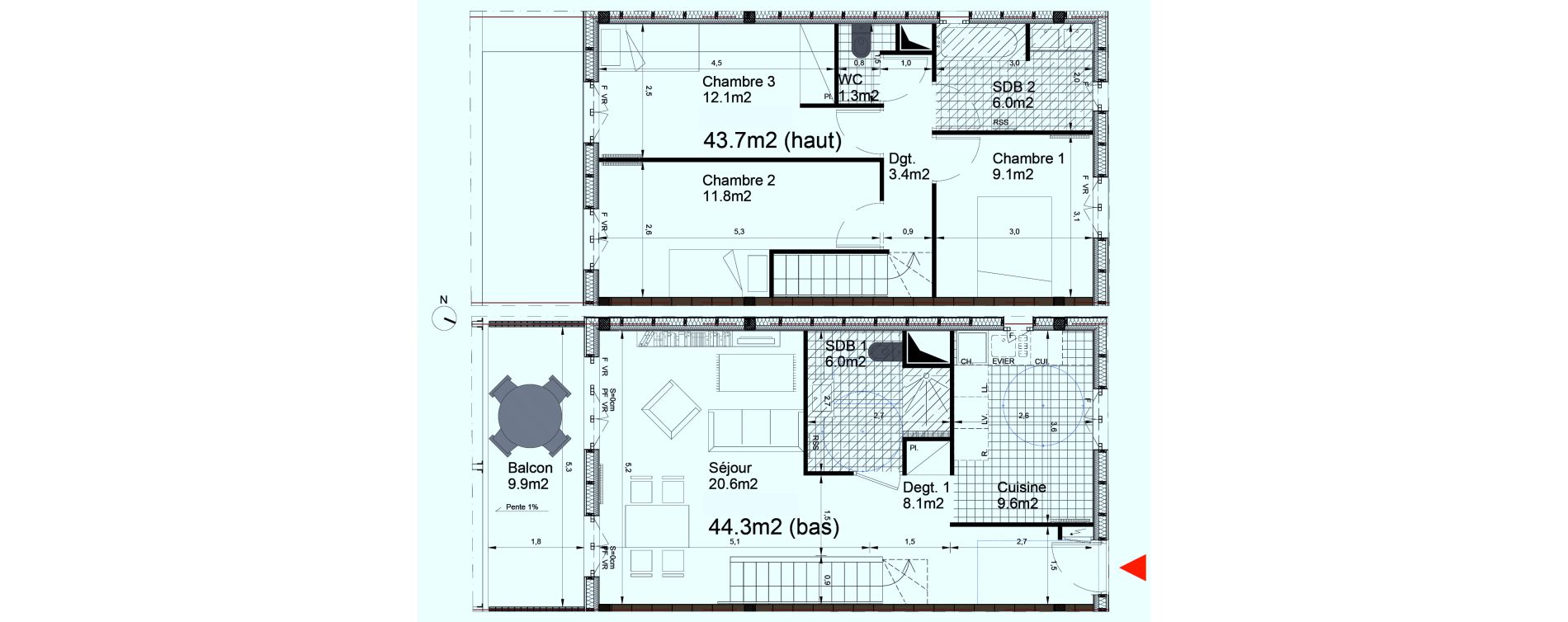 Appartement T4 de 88,00 m2 &agrave; Biganos Centre