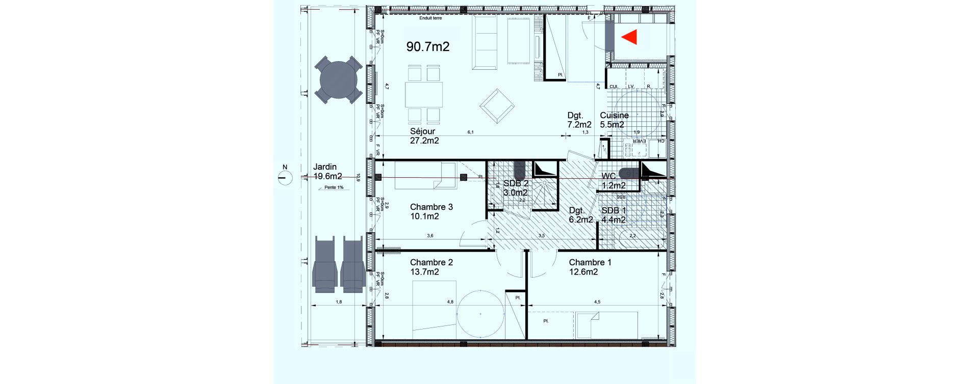 Appartement T4 de 91,10 m2 &agrave; Biganos Centre