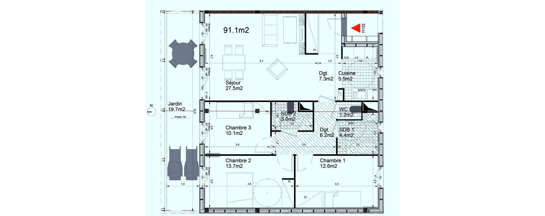 Appartement T4 de 91,50 m2 &agrave; Biganos Centre