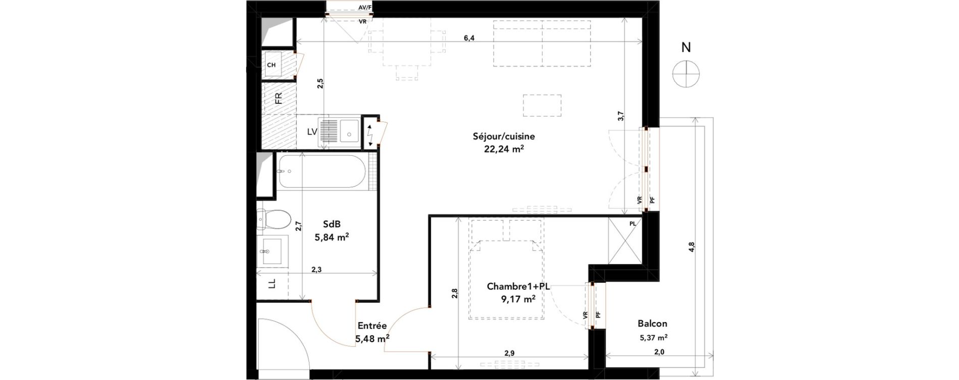 Appartement T2 de 42,73 m2 &agrave; Blanquefort Centre ville