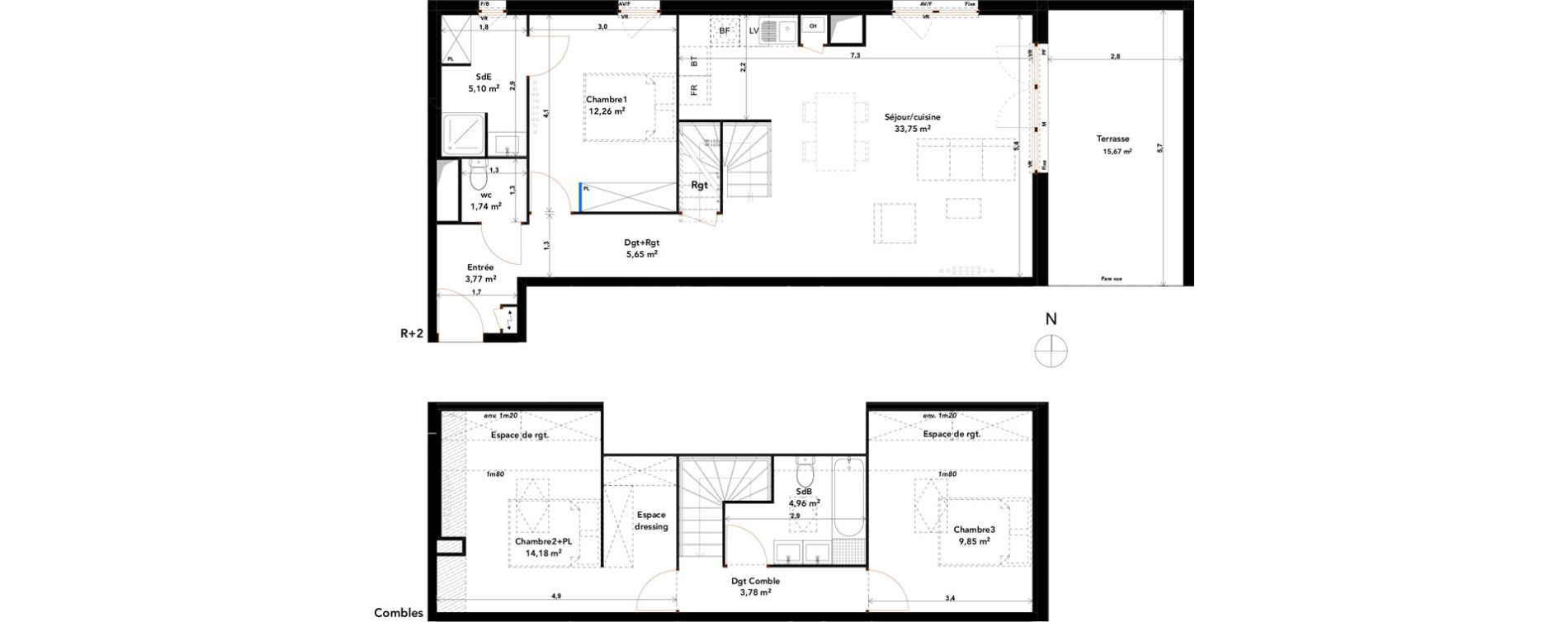 Appartement T4 de 95,04 m2 &agrave; Blanquefort Centre ville