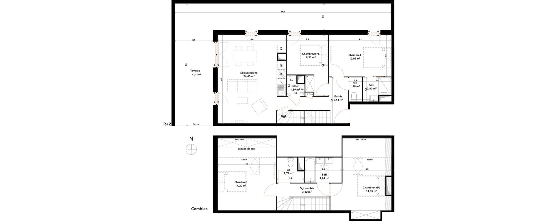 Appartement T5 de 99,31 m2 &agrave; Blanquefort Centre ville