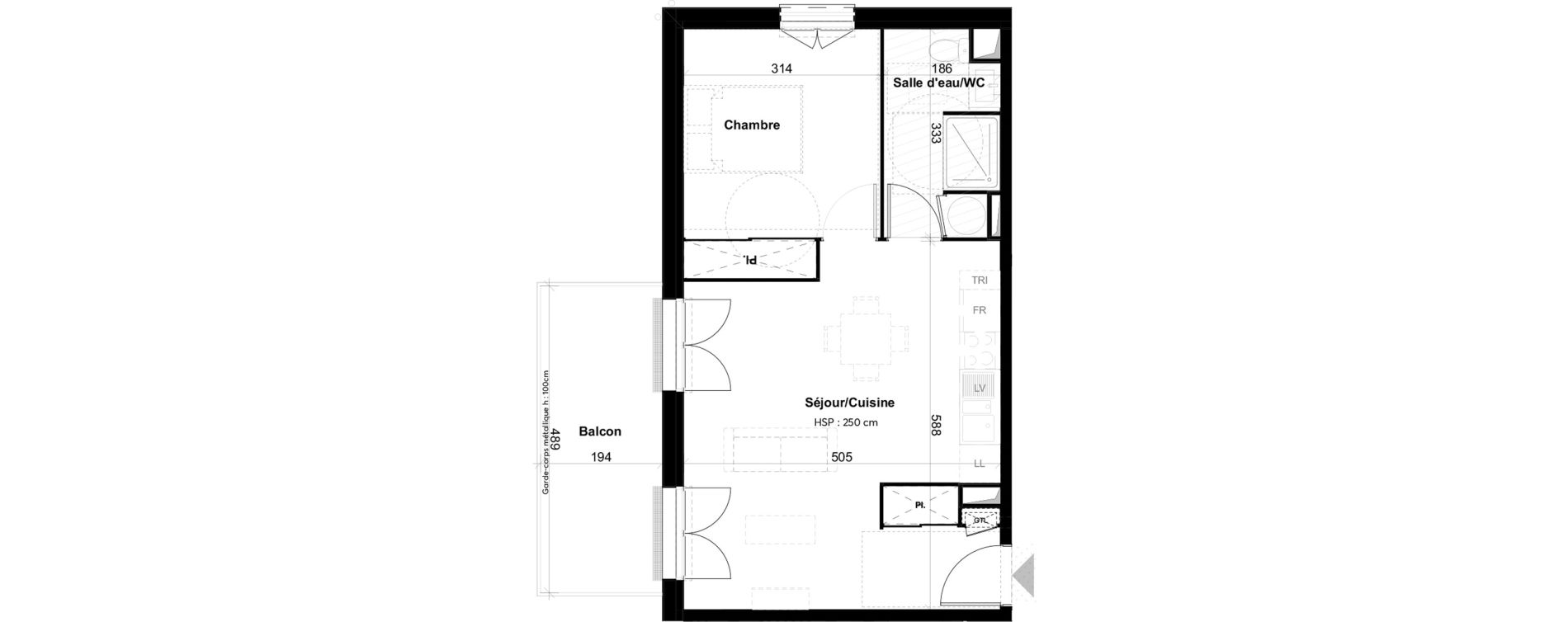 Appartement T2 de 45,22 m2 &agrave; Blanquefort Centre