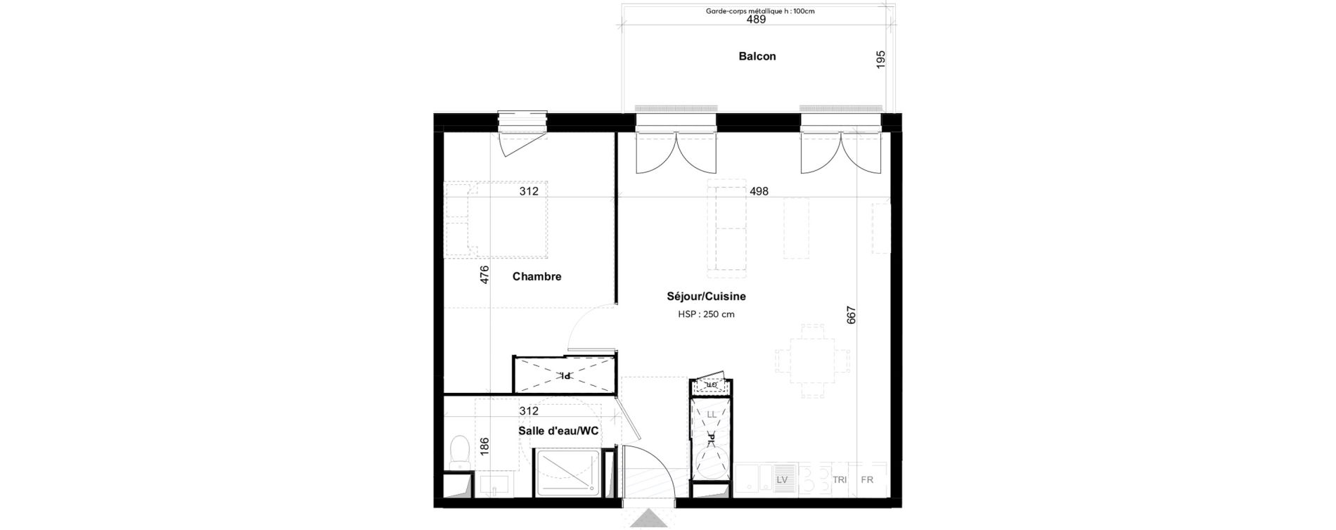 Appartement T2 de 52,65 m2 &agrave; Blanquefort Centre