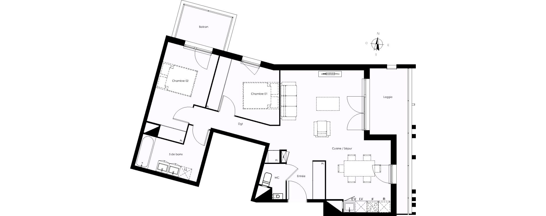 Appartement T3 de 70,77 m2 &agrave; Blanquefort Centre