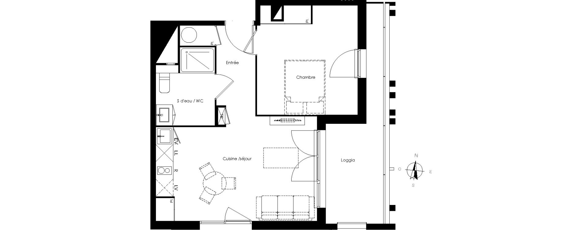 Appartement T2 de 42,08 m2 &agrave; Blanquefort Centre