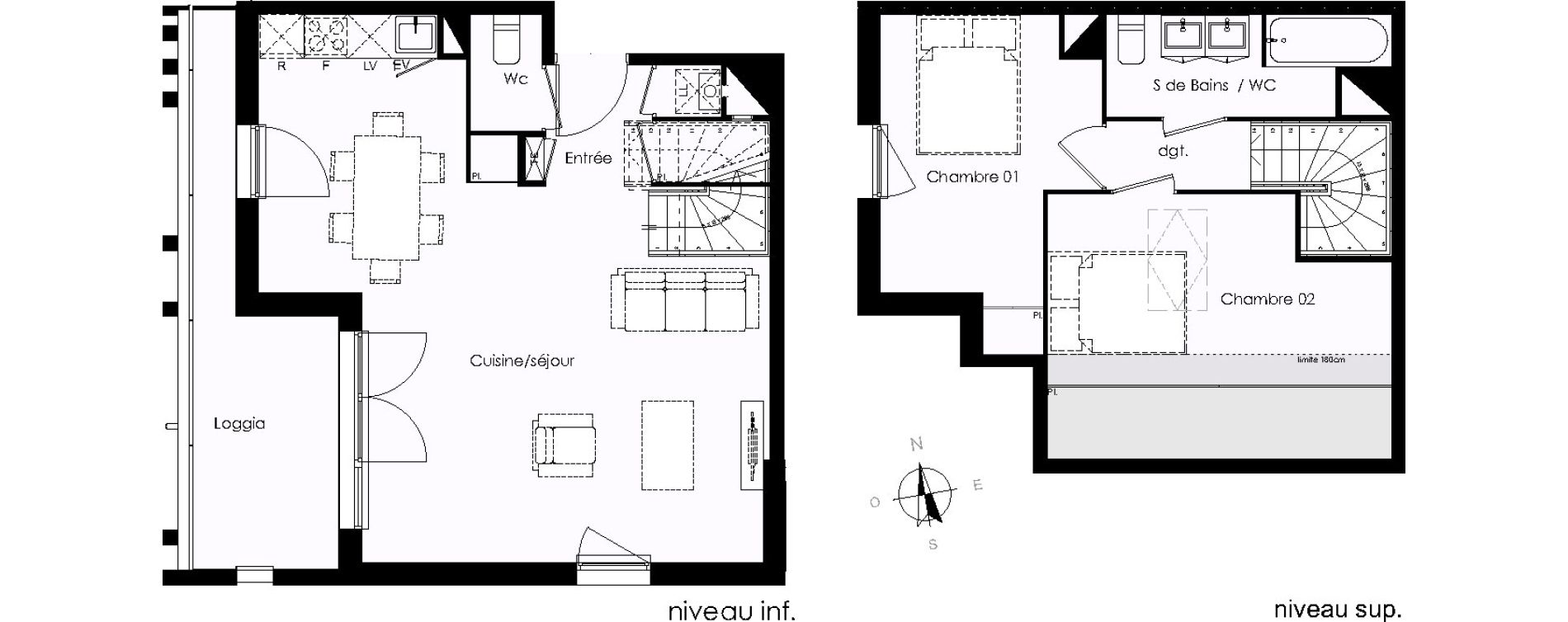Duplex T3 de 67,03 m2 &agrave; Blanquefort Centre
