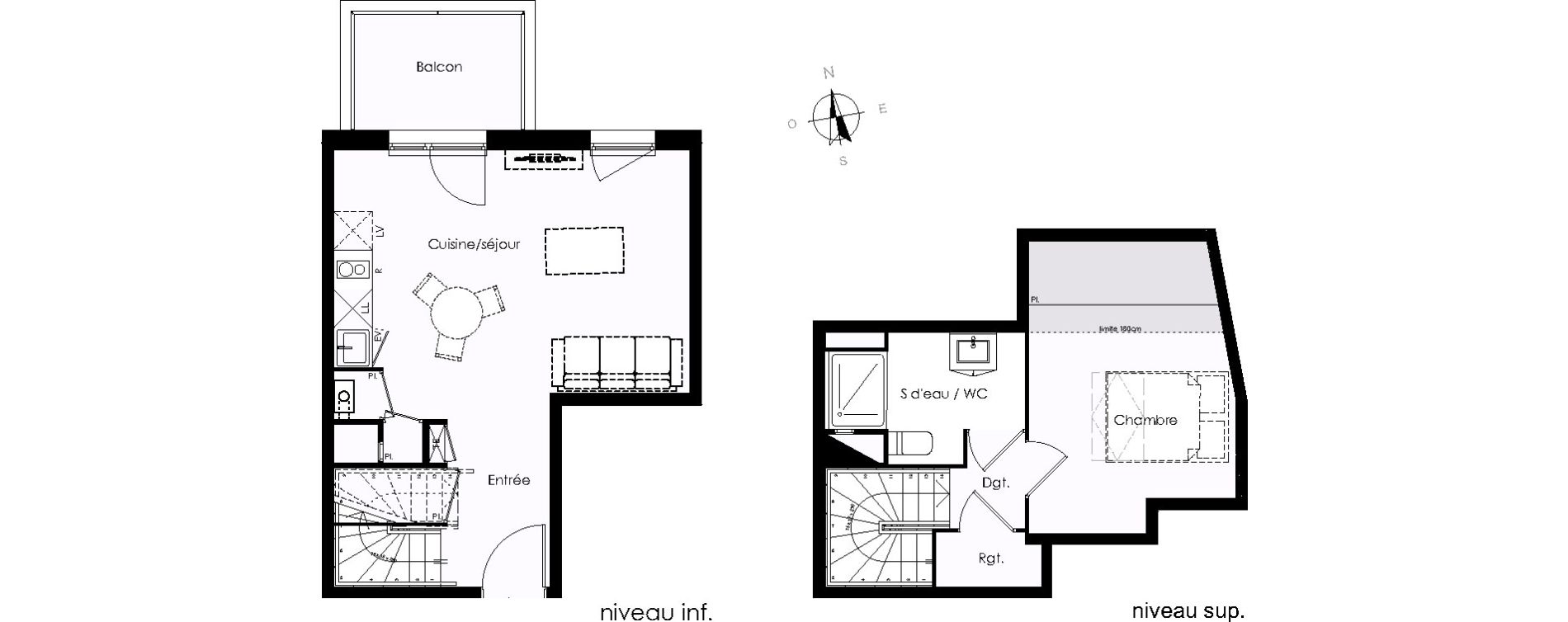 Duplex T2 de 44,14 m2 &agrave; Blanquefort Centre