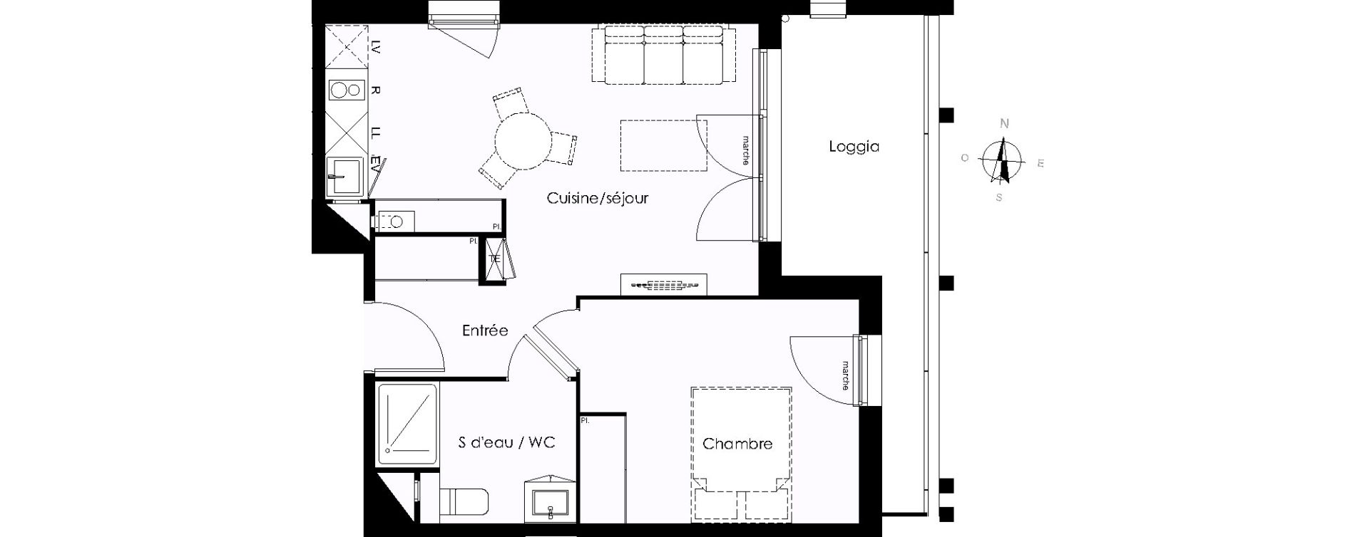 Appartement T2 de 42,06 m2 &agrave; Blanquefort Centre