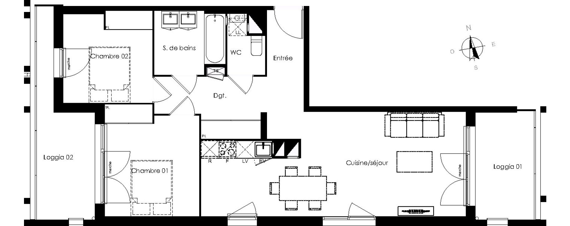 Appartement T3 de 68,21 m2 &agrave; Blanquefort Centre