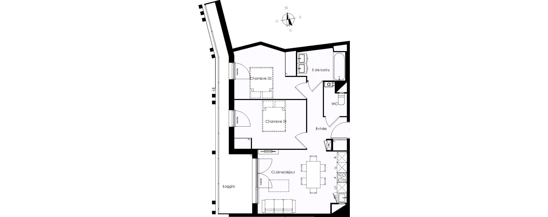 Appartement T3 de 58,76 m2 &agrave; Blanquefort Centre