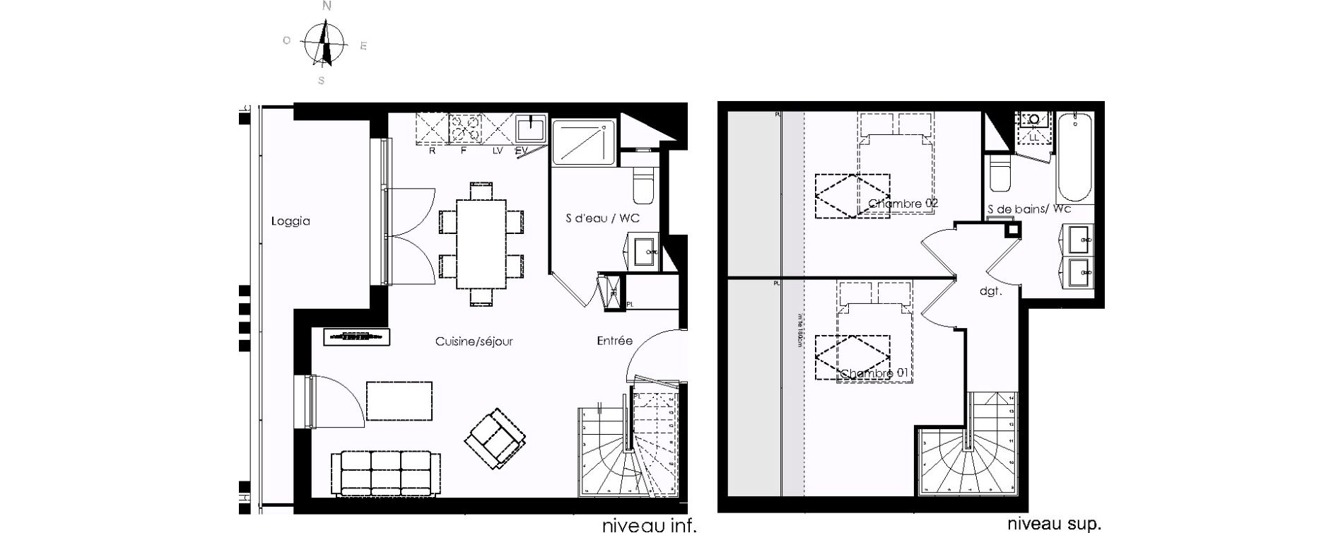 Duplex T3 de 65,70 m2 &agrave; Blanquefort Centre
