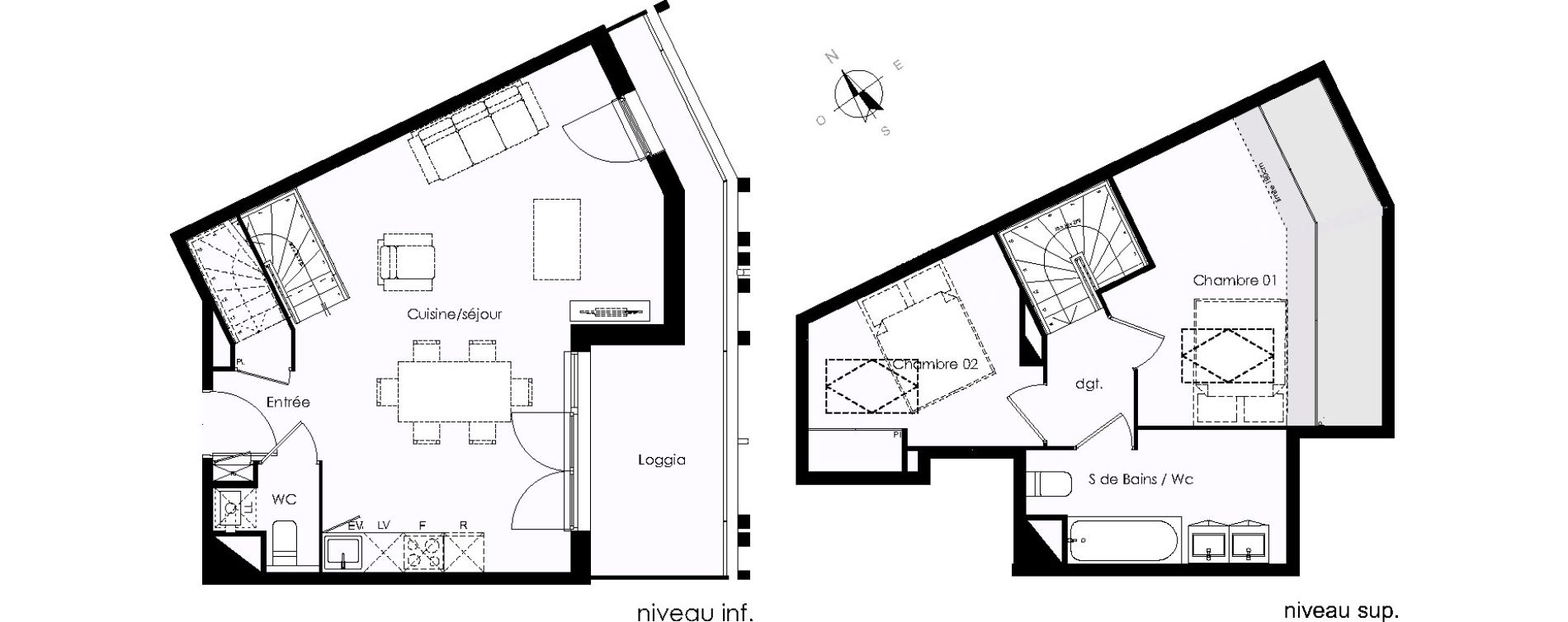 Duplex T3 de 63,46 m2 &agrave; Blanquefort Centre