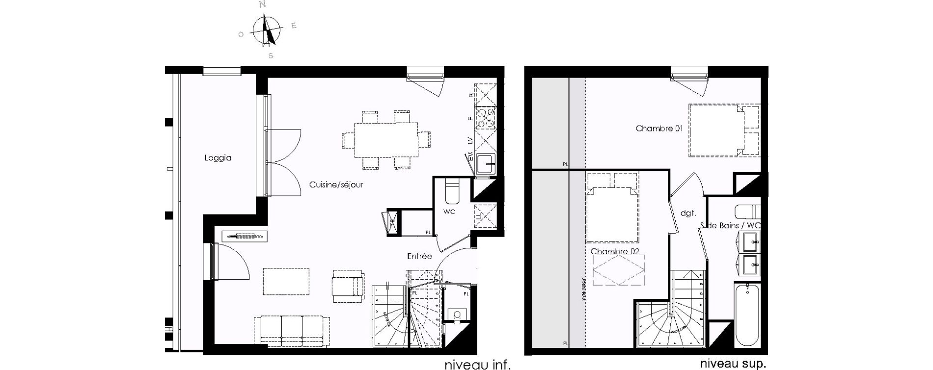 Duplex T3 de 69,29 m2 &agrave; Blanquefort Centre