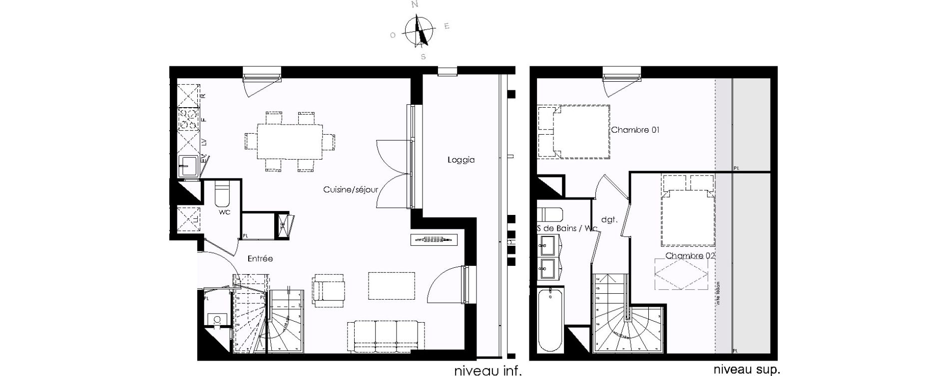 Duplex T3 de 69,28 m2 &agrave; Blanquefort Centre