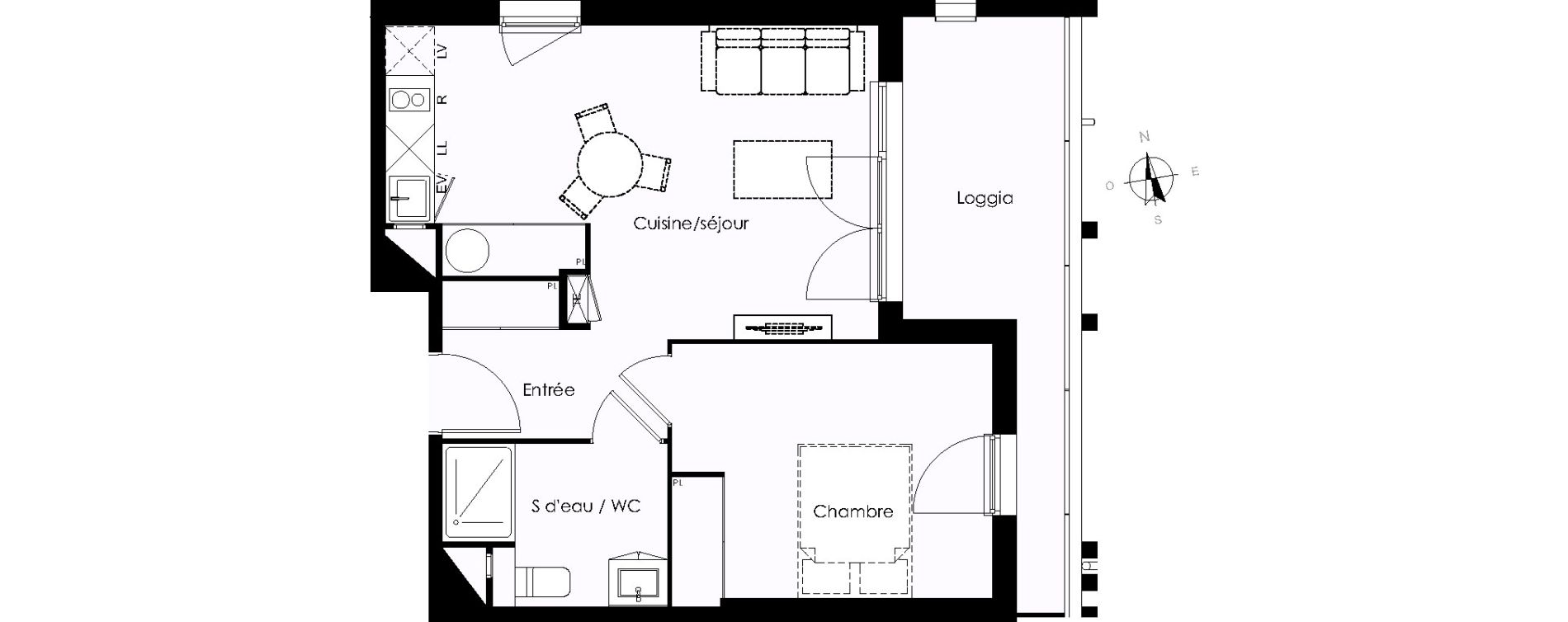 Appartement T2 de 42,89 m2 &agrave; Blanquefort Centre