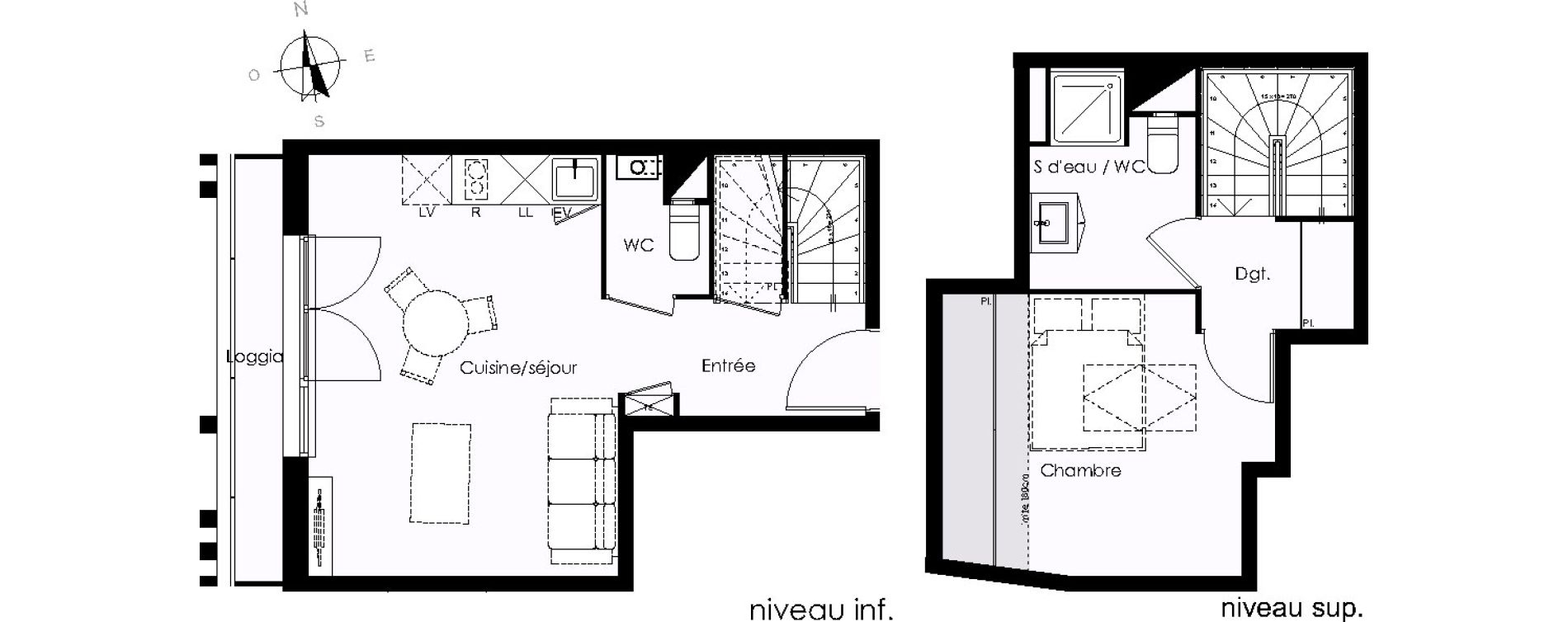 Duplex T2 de 41,62 m2 &agrave; Blanquefort Centre