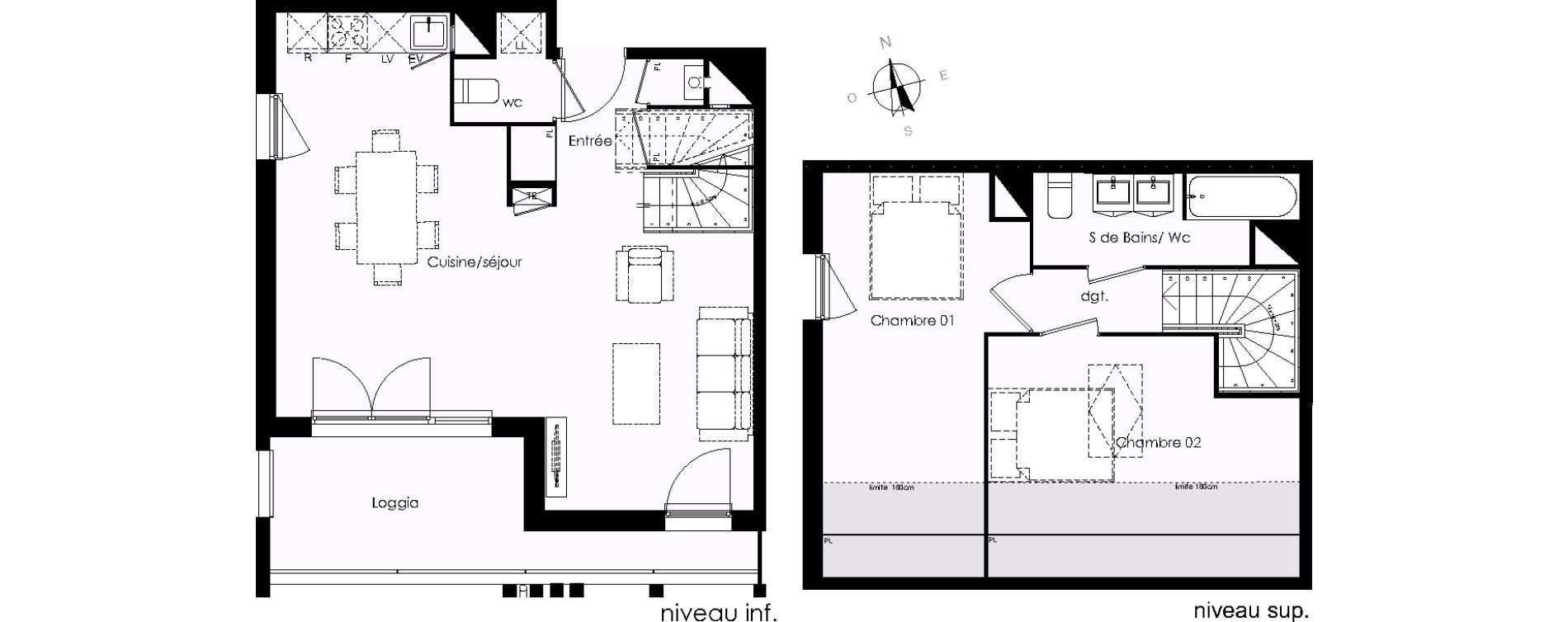 Duplex T3 de 69,60 m2 &agrave; Blanquefort Centre