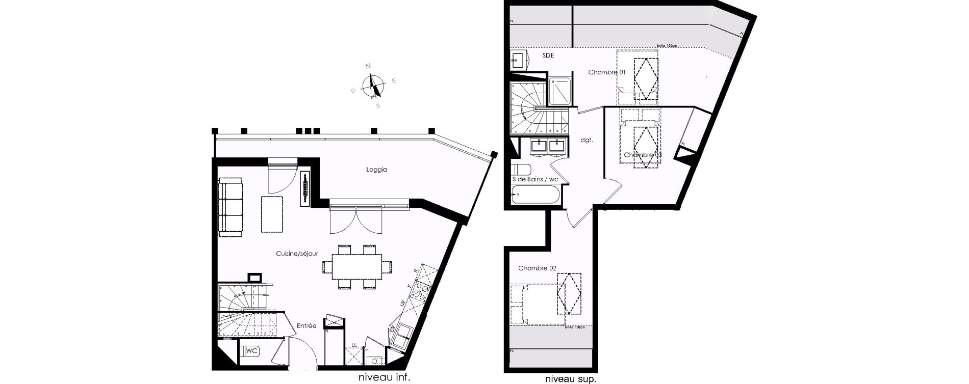Duplex T4 de 78,48 m2 &agrave; Blanquefort Centre