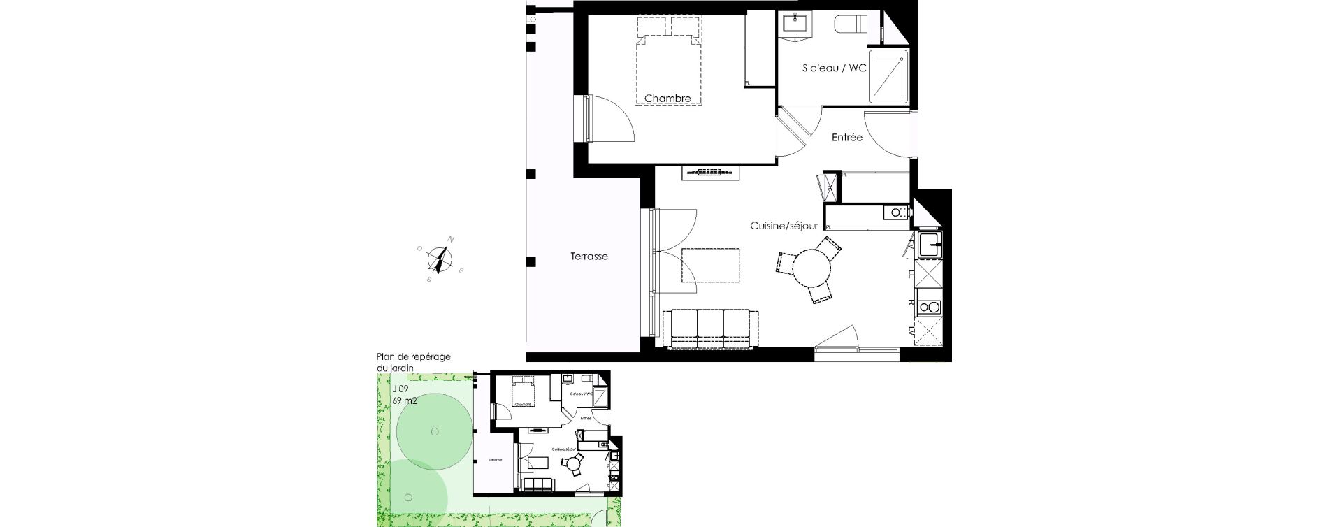 Appartement T2 de 42,64 m2 &agrave; Blanquefort Centre