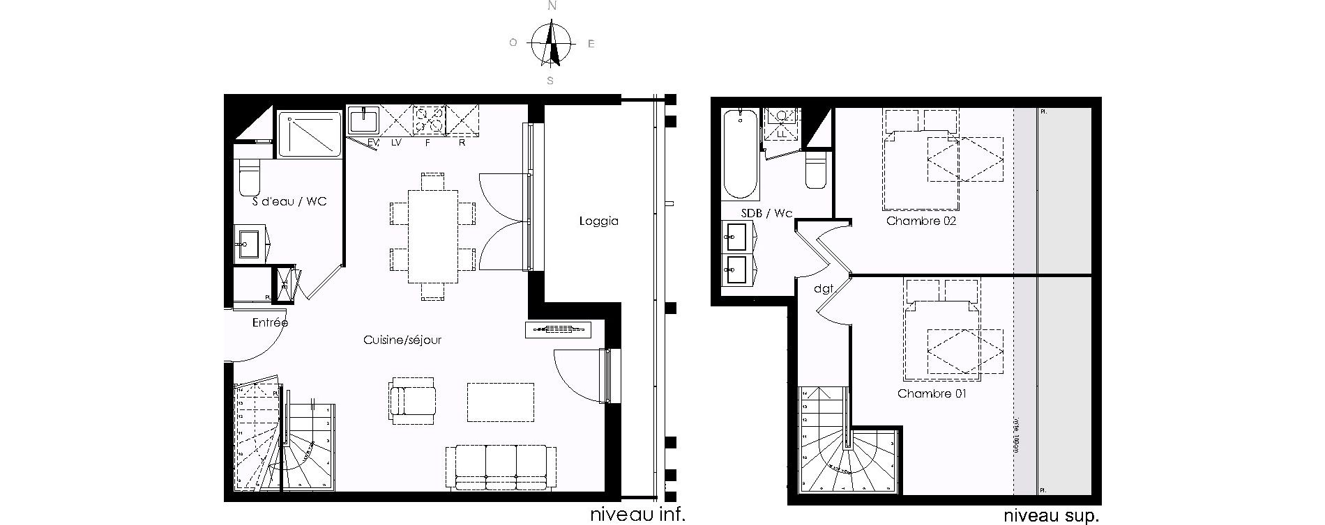 Duplex T3 de 66,85 m2 &agrave; Blanquefort Centre