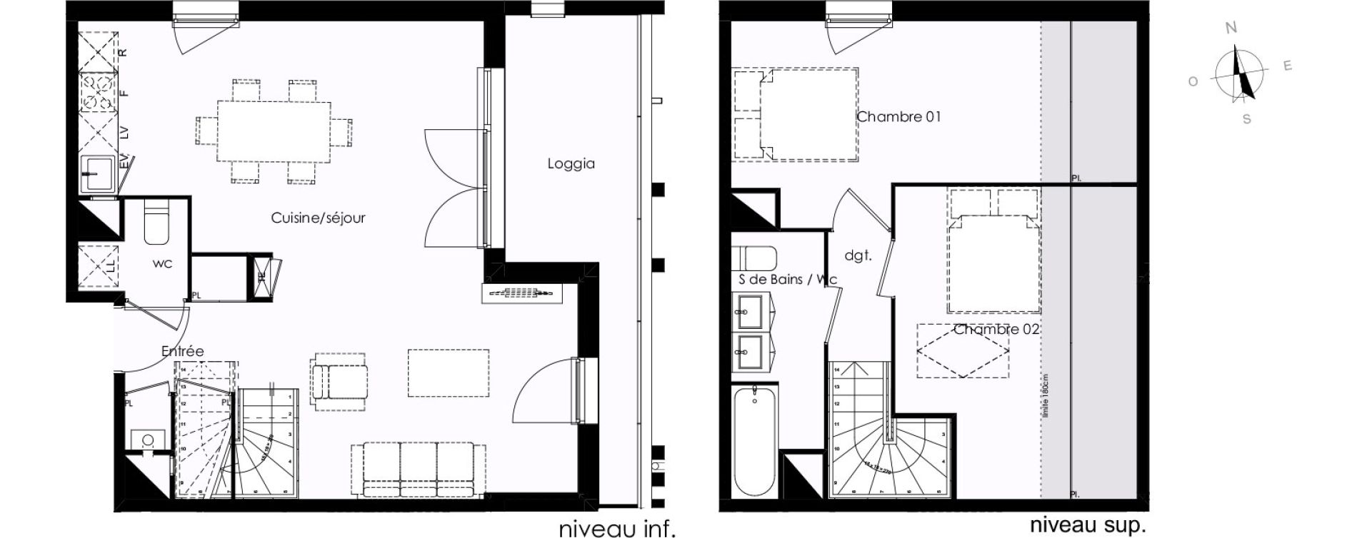 Duplex T3 de 69,90 m2 &agrave; Blanquefort Centre