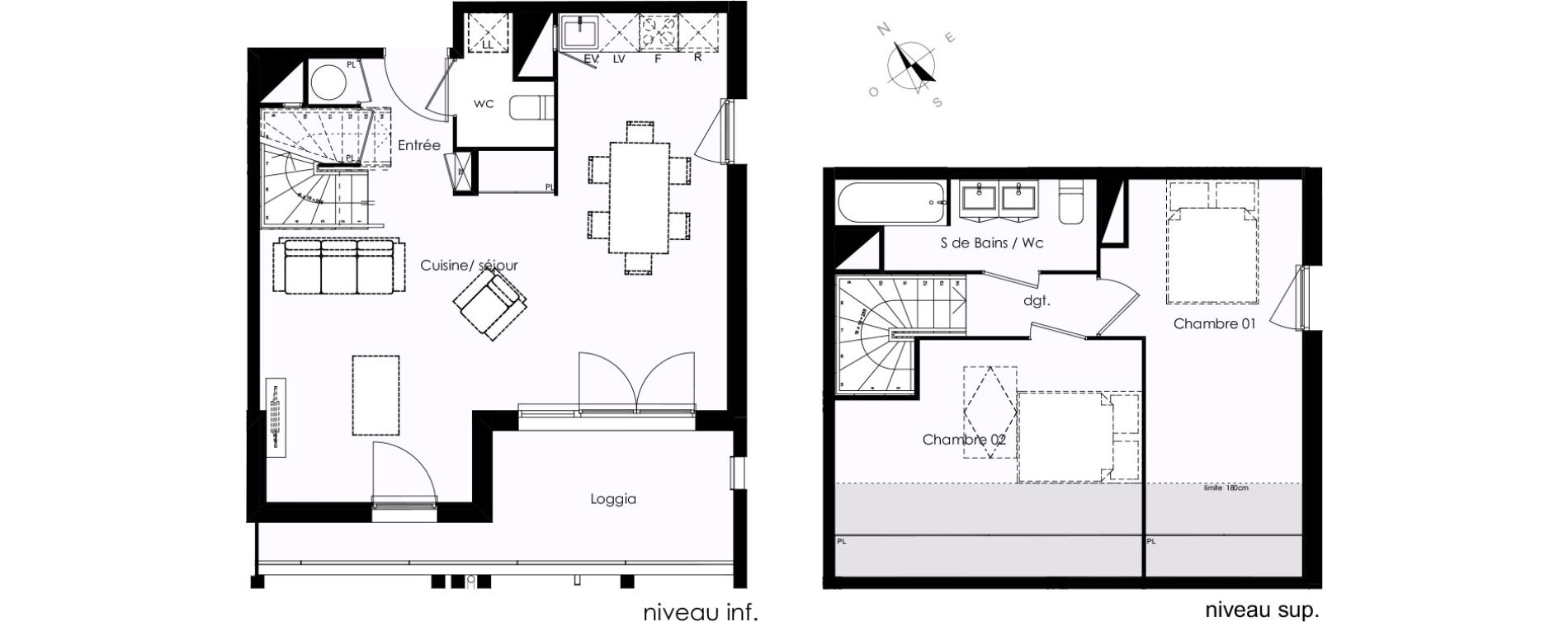 Duplex T3 de 69,09 m2 &agrave; Blanquefort Centre