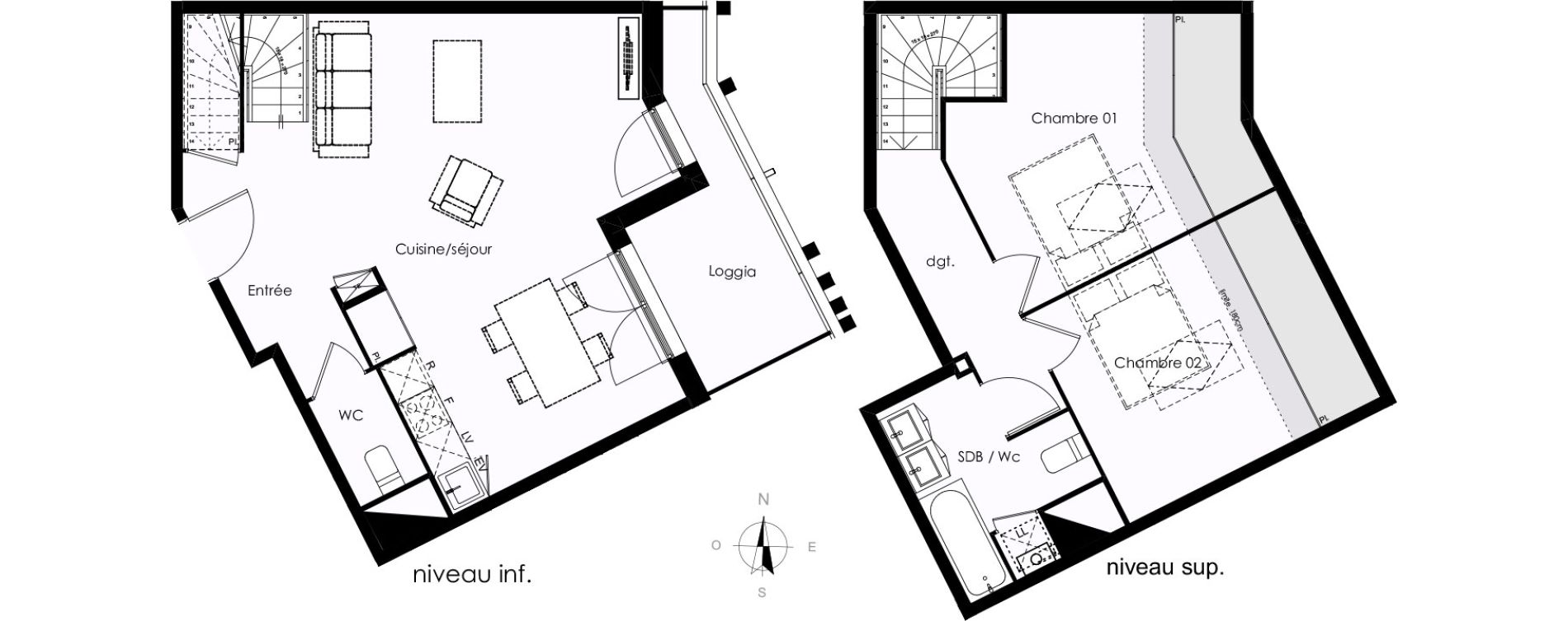 Duplex T3 de 68,75 m2 &agrave; Blanquefort Centre