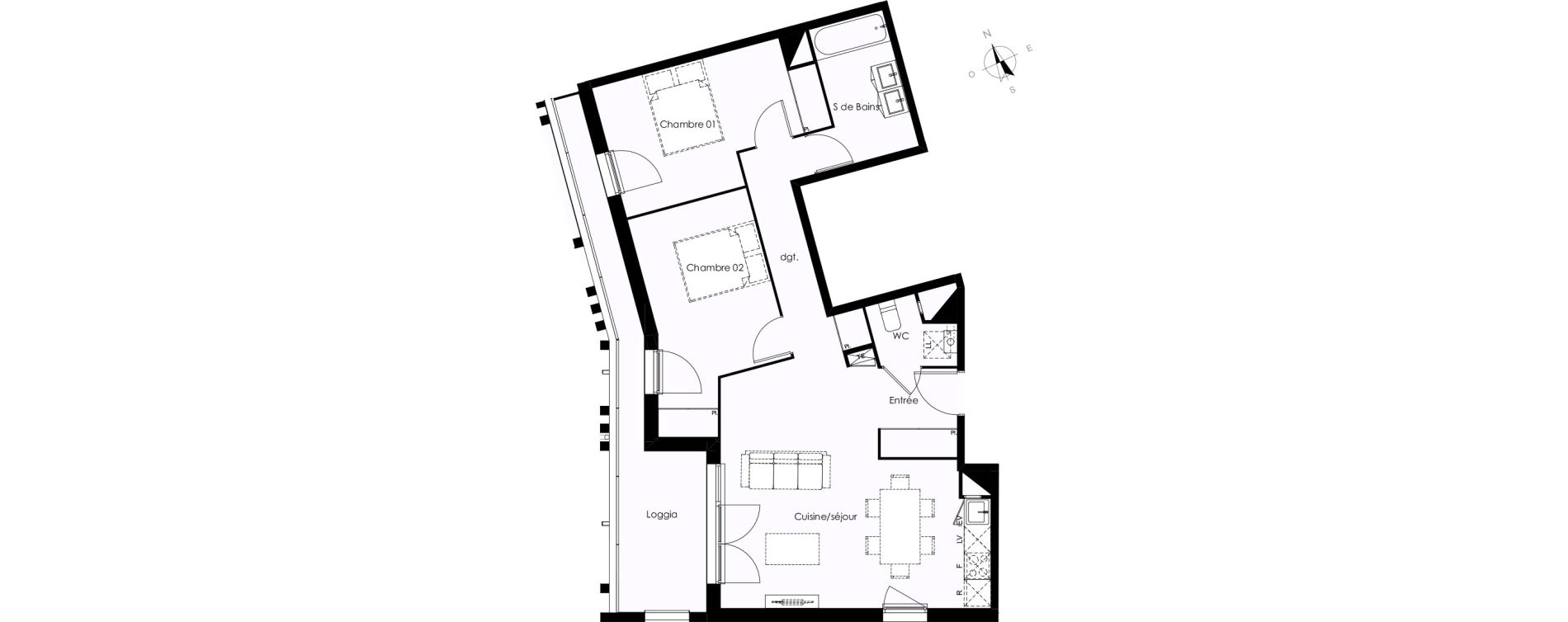 Appartement T3 de 70,80 m2 &agrave; Blanquefort Centre