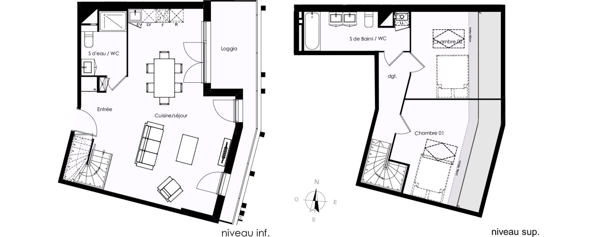 Duplex T3 de 80,54 m2 &agrave; Blanquefort Centre