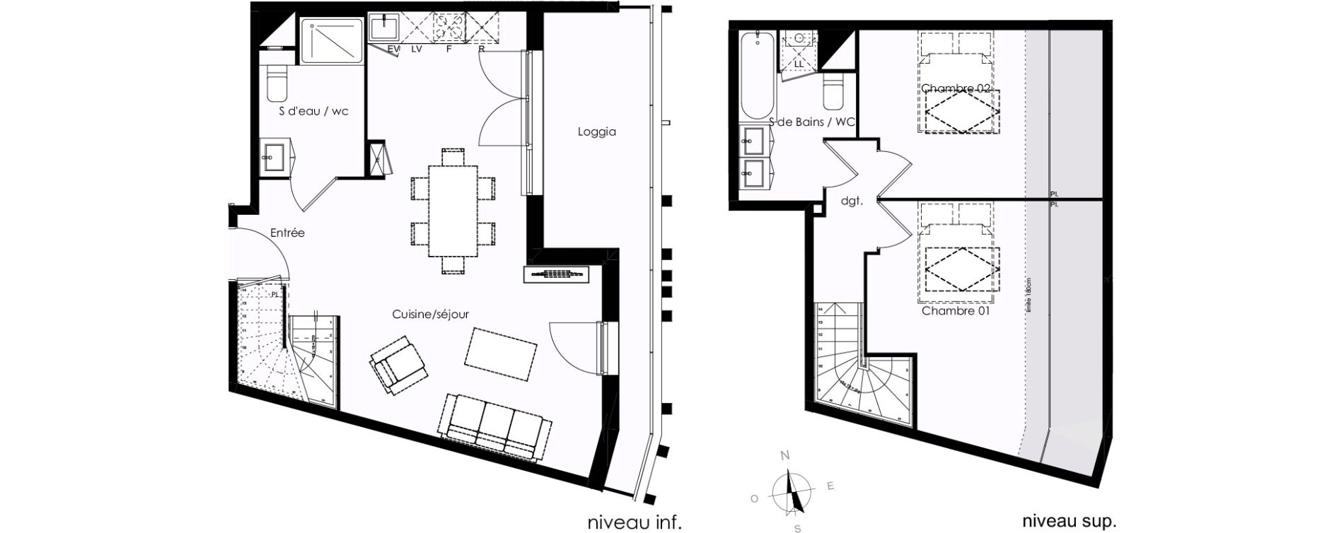Duplex T3 de 70,03 m2 &agrave; Blanquefort Centre