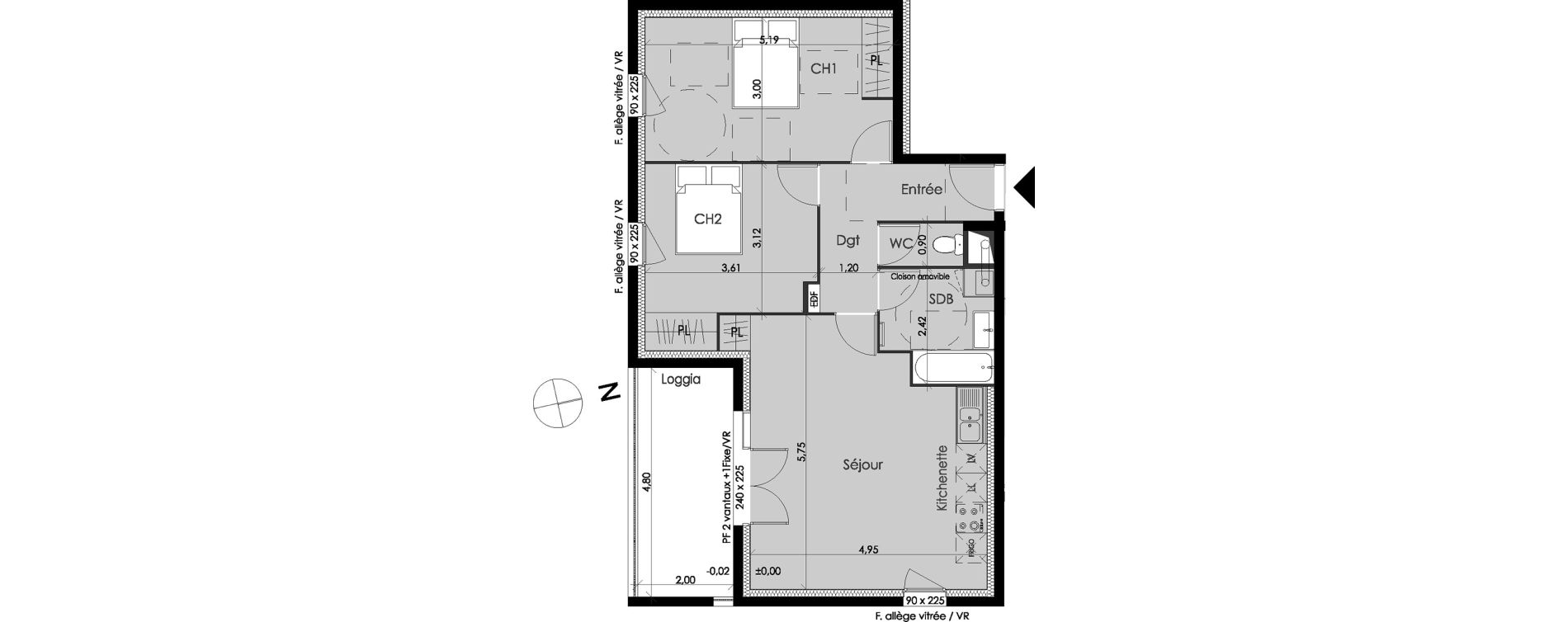 Appartement T3 de 67,75 m2 &agrave; Blanquefort Centre