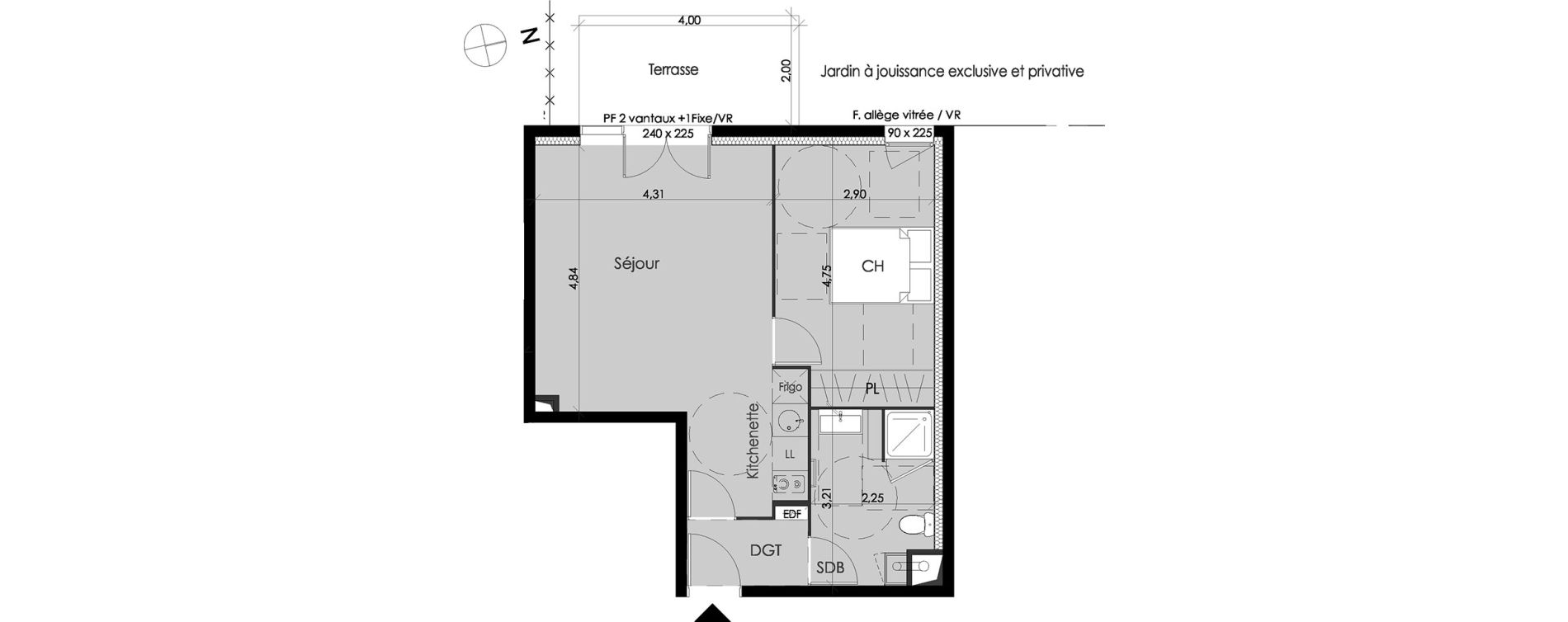 Appartement T2 de 48,10 m2 &agrave; Blanquefort Centre