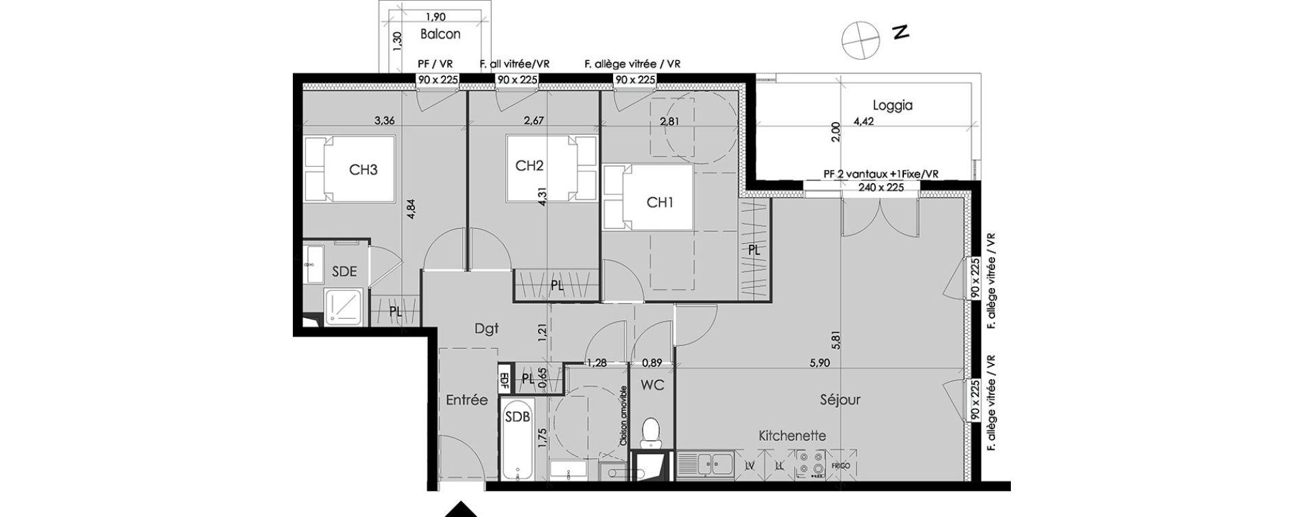 Appartement T4 de 86,98 m2 &agrave; Blanquefort Centre