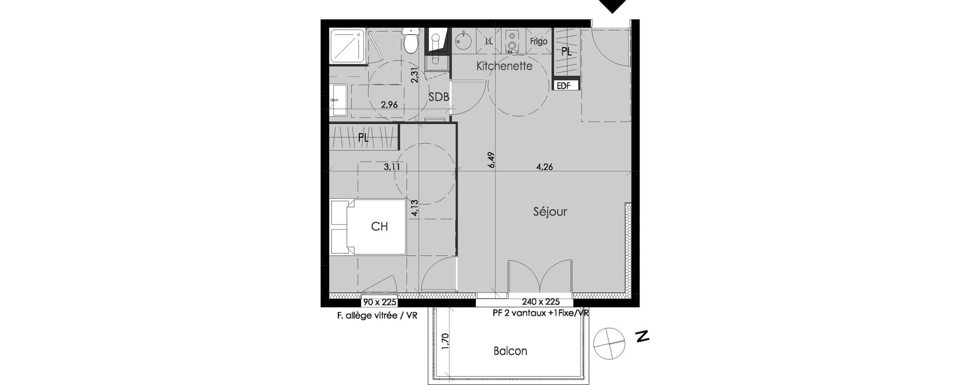 Appartement T2 de 46,58 m2 &agrave; Blanquefort Centre