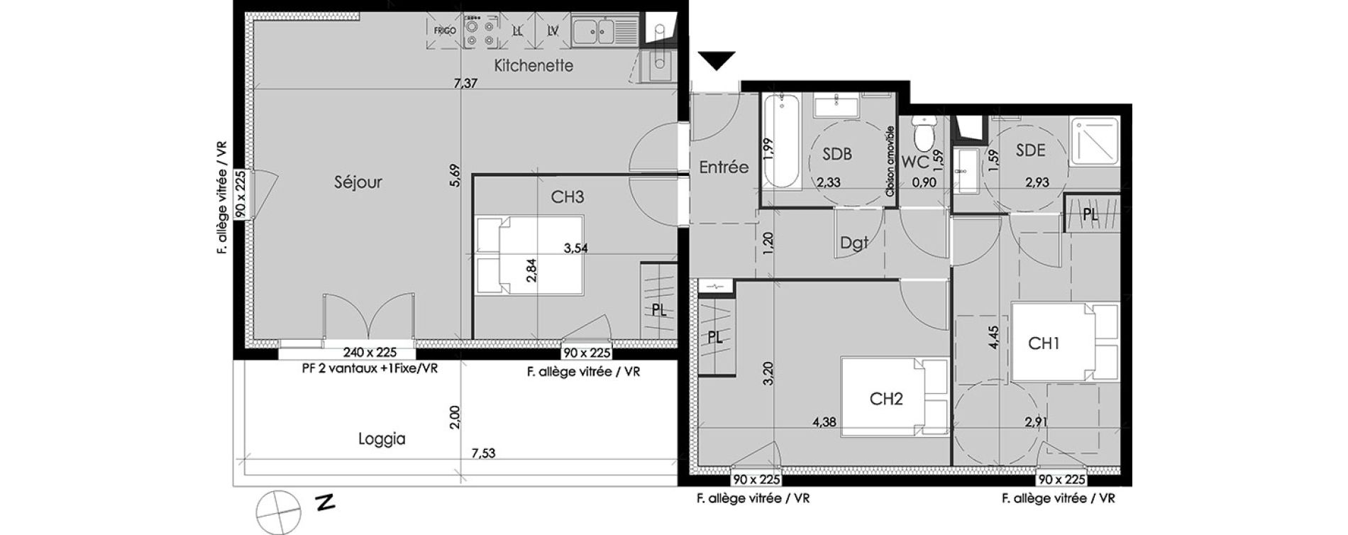 Appartement T4 de 85,71 m2 &agrave; Blanquefort Centre
