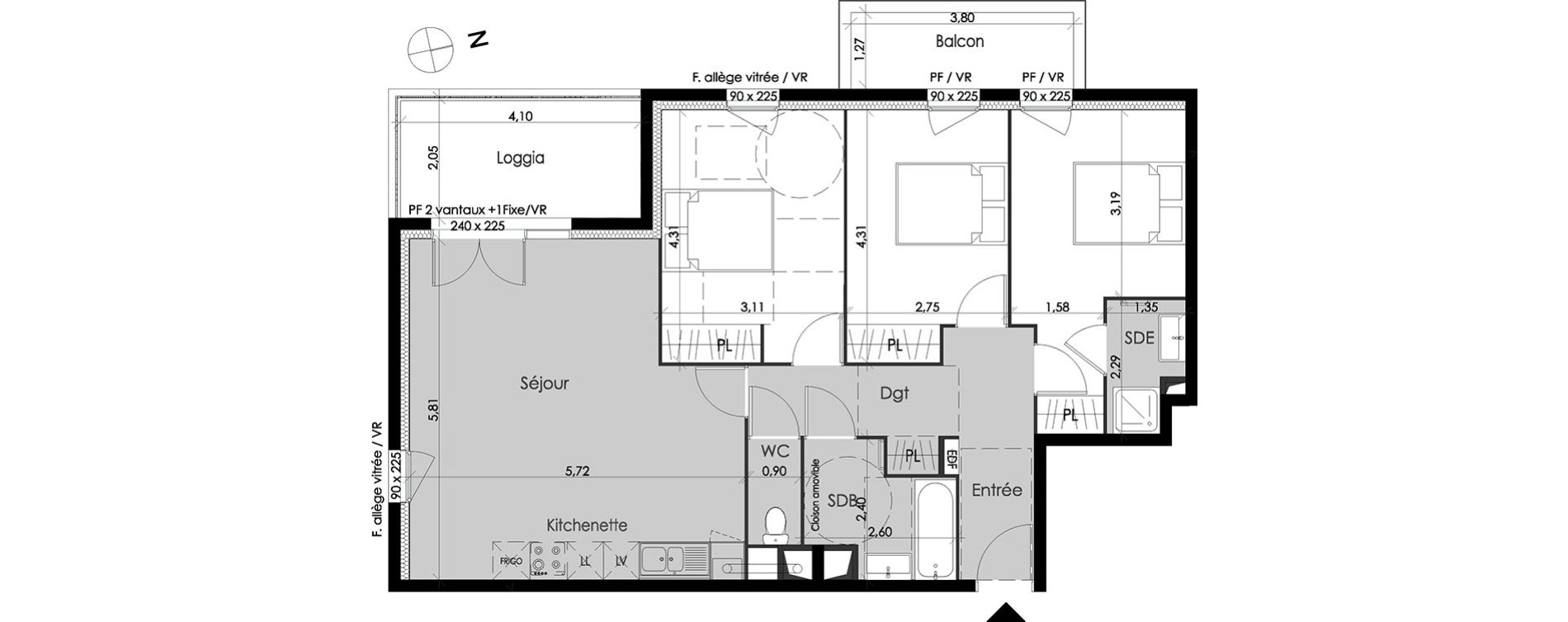 Appartement T4 de 86,55 m2 &agrave; Blanquefort Centre
