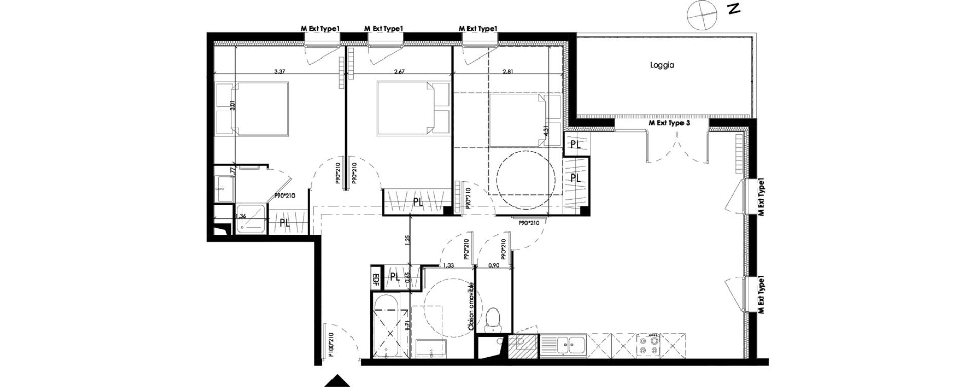 Appartement T4 de 86,32 m2 &agrave; Blanquefort Centre
