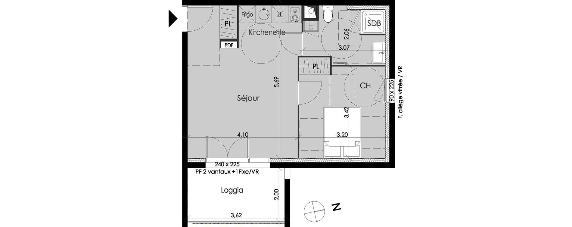 Appartement T2 de 40,53 m2 &agrave; Blanquefort Centre