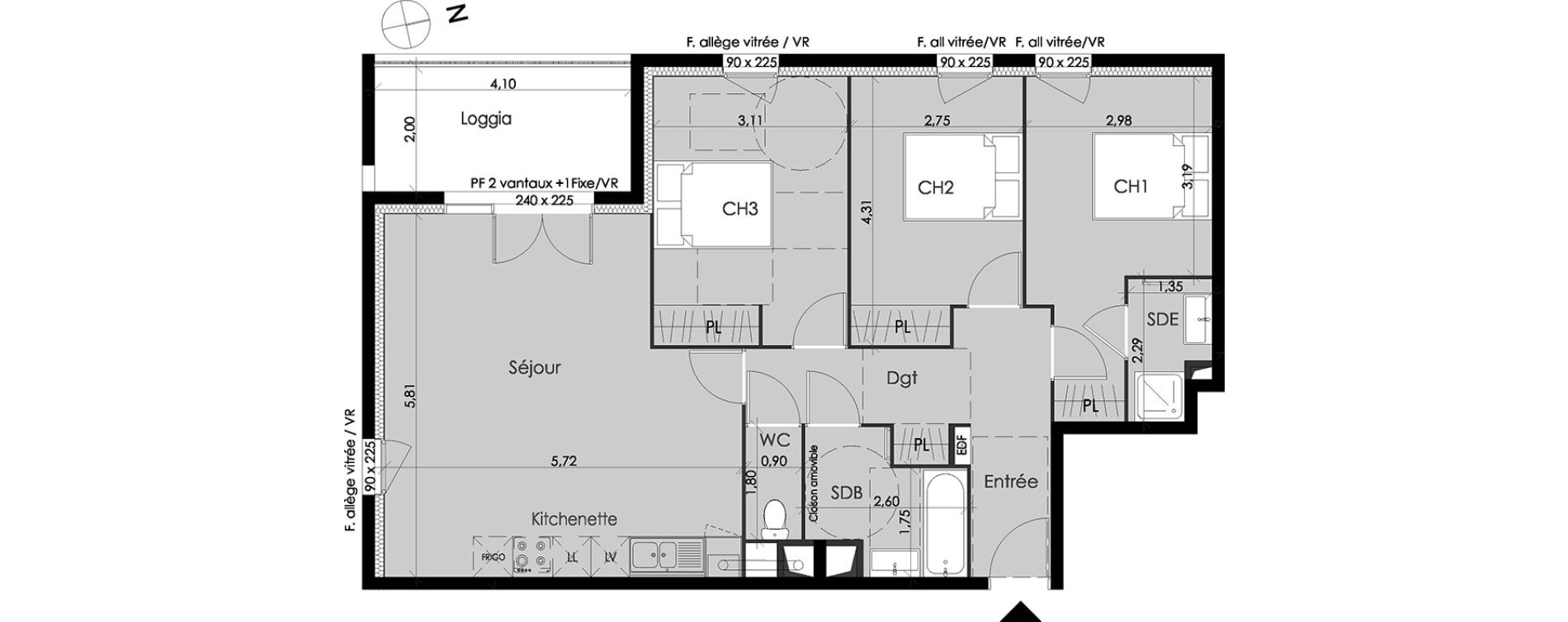 Appartement T4 de 86,55 m2 &agrave; Blanquefort Centre