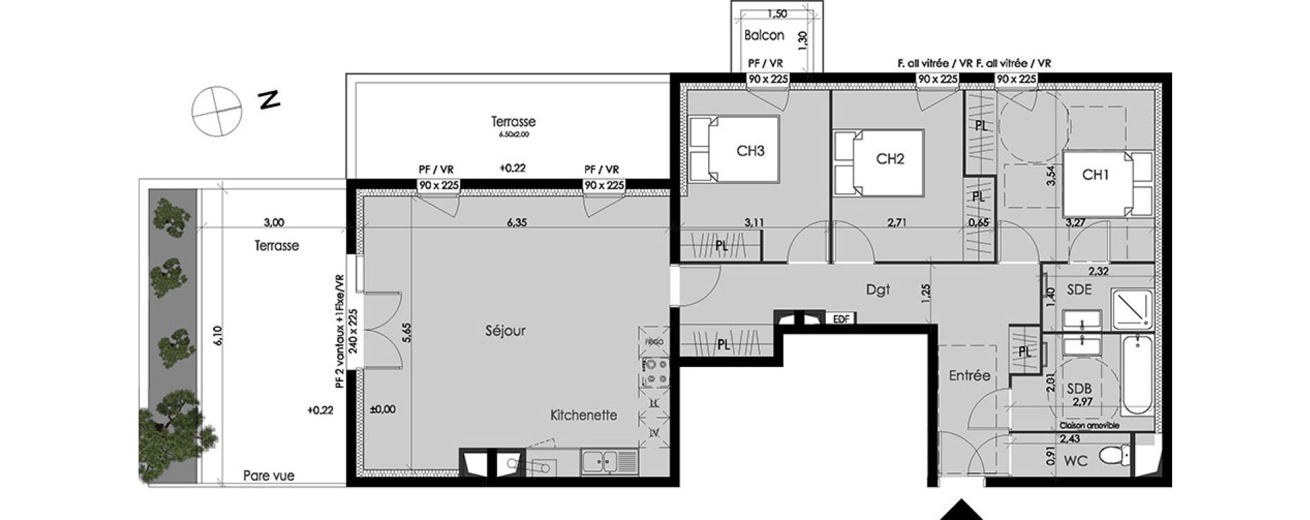 Appartement T4 de 96,30 m2 &agrave; Blanquefort Centre