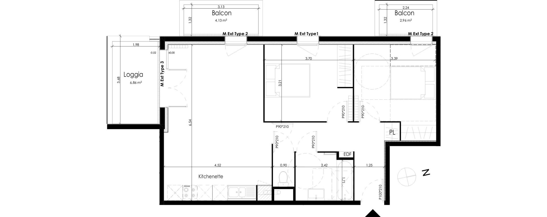 Appartement T3 de 66,58 m2 &agrave; Blanquefort Centre