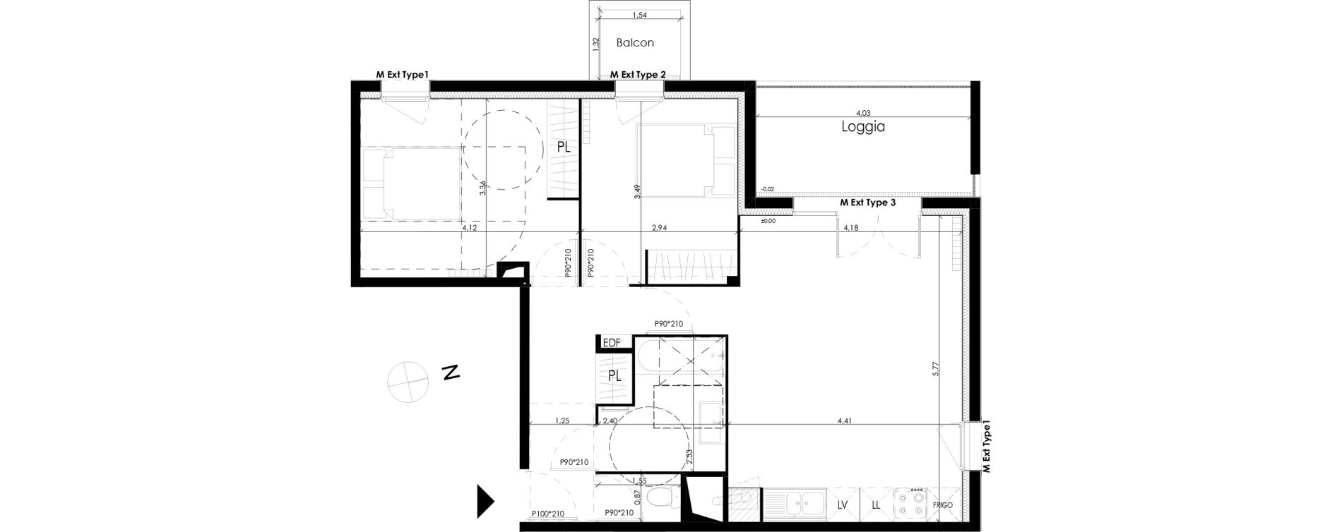 Appartement T3 de 64,03 m2 &agrave; Blanquefort Centre