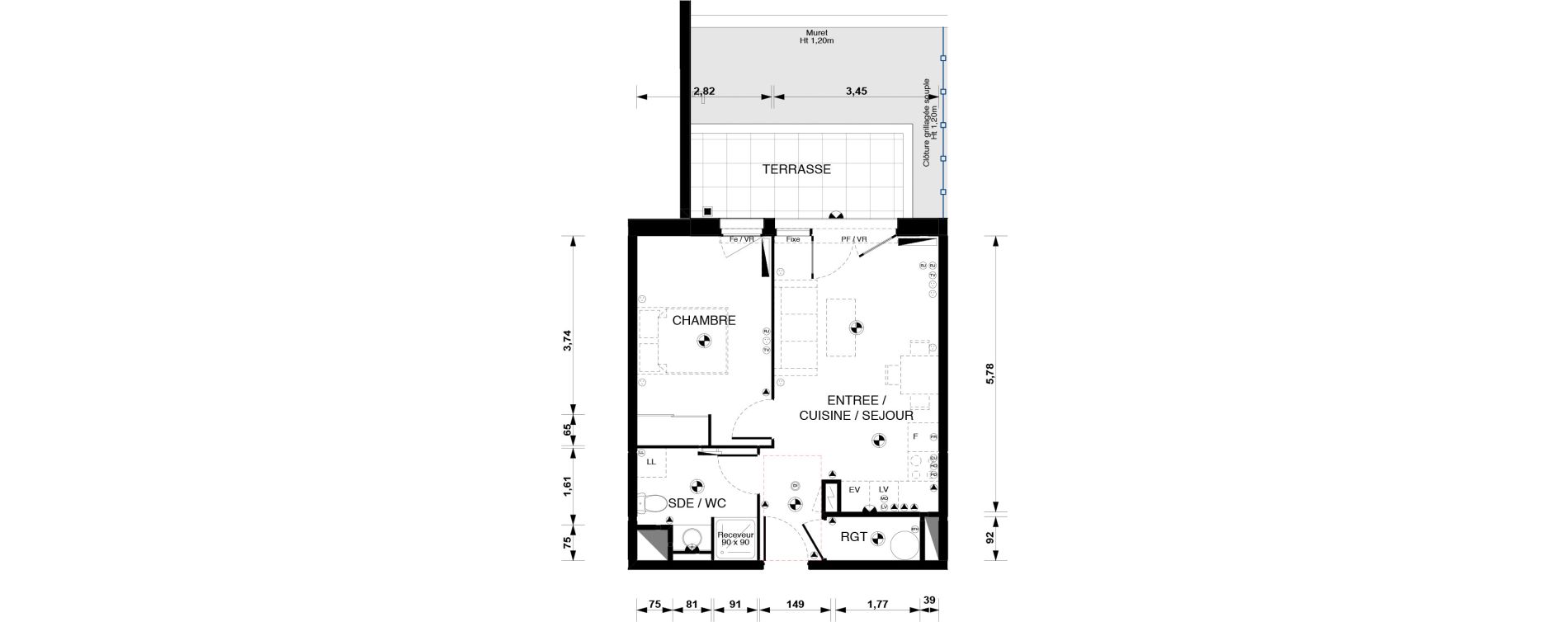 Appartement T2 de 40,80 m2 &agrave; Blaye Centre