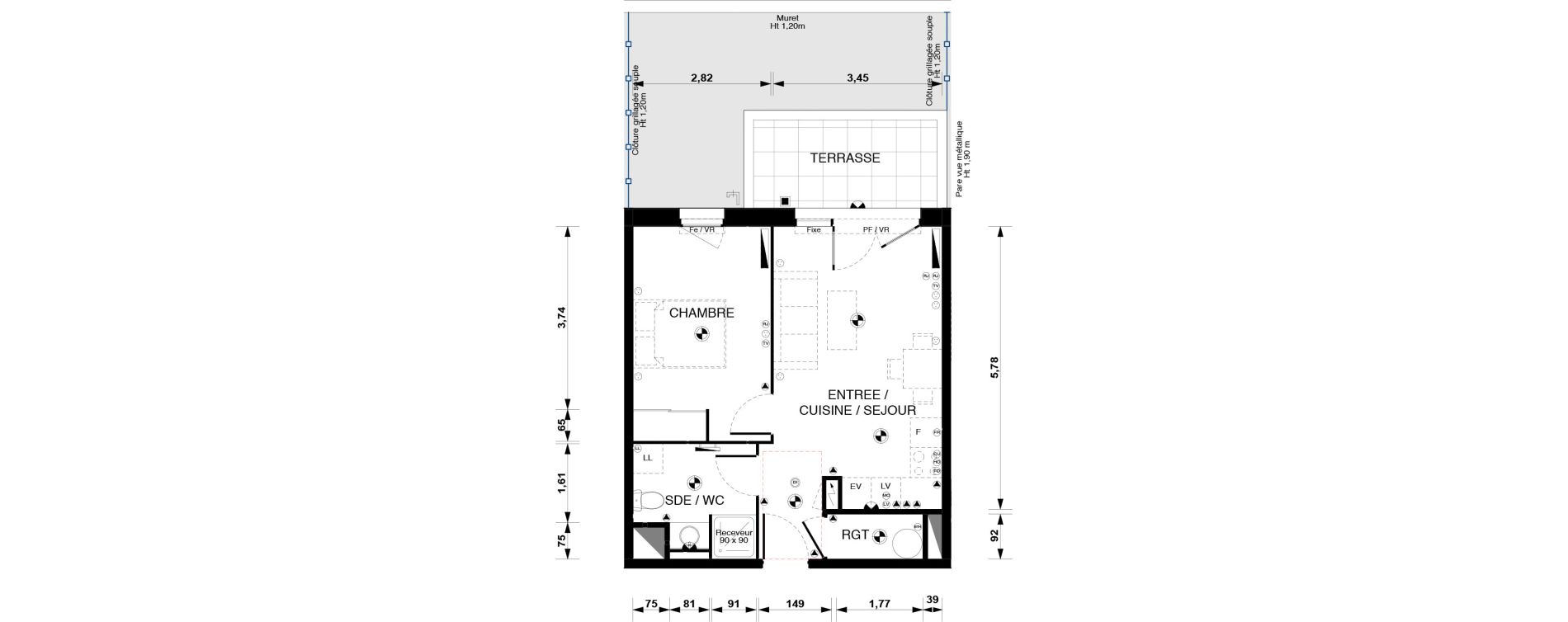 Appartement T2 de 40,80 m2 &agrave; Blaye Centre