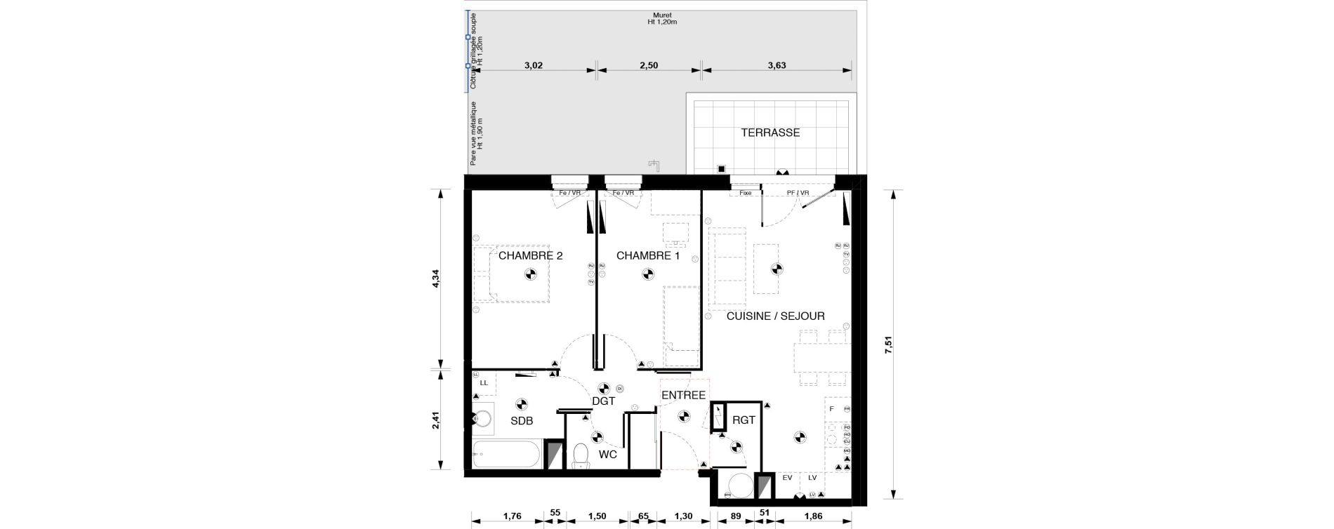 Appartement T3 de 63,00 m2 &agrave; Blaye Centre